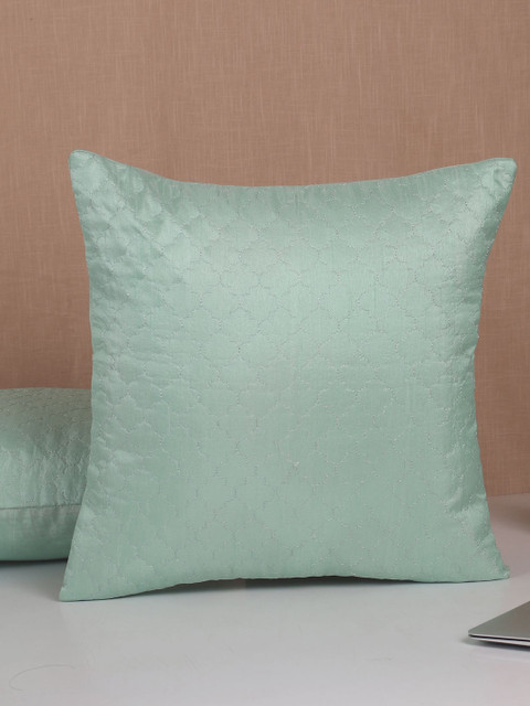 

Molcha Green Set of 2 Geometric Quilted Square Cushion Covers