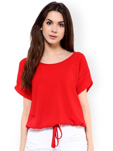 

Pannkh Women Red Solid Blouson Top