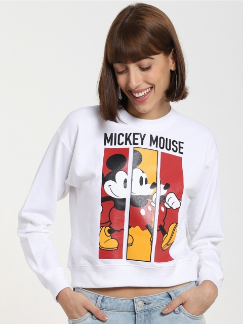 

Bewakoof Women White & Yellow Mickey Mouse Printed Sweatshirt