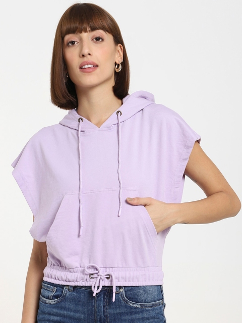 

Bewakoof Women Purple Solid Cotton Hooded Sweatshirt