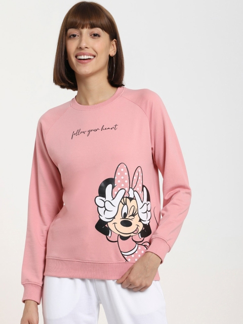 

Bewakoof Women Pink & White Minnie Mouse Printed Sweatshirt