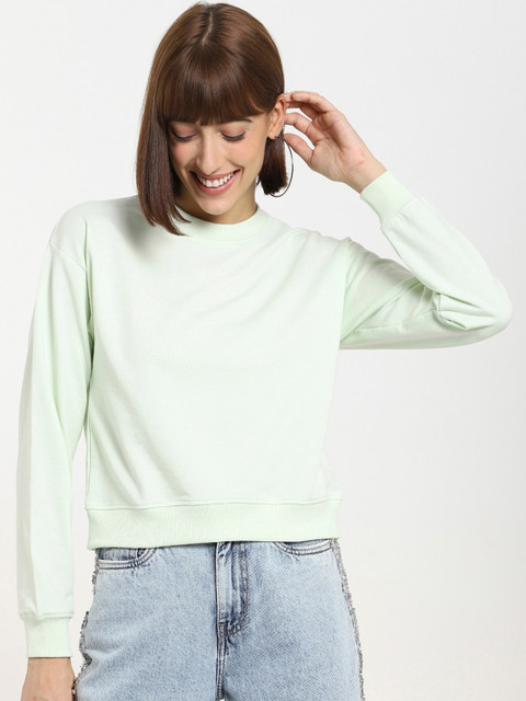 

Bewakoof Women Green Solid Sweatshirt