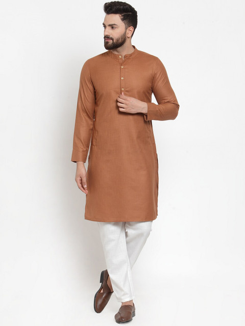 

Molly & Michel Men Brown Regular Pure Cotton Kurta with Pyjamas