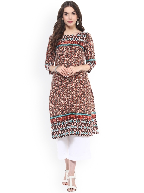 

Pannkh Women Multicoloured Printed Straight Kurta, Multi
