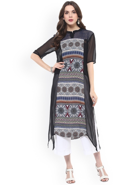 

Pannkh Black Printed Kurta
