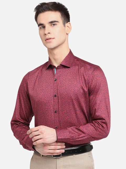 

JB STUDIO Men Pink Pure Cotton Slim Fit Opaque Printed Party Wear Shirt