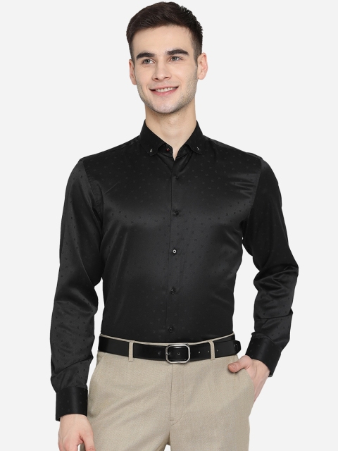 

JB STUDIO Men Black Pure Cotton Slim Fit Opaque Party Wear Shirt