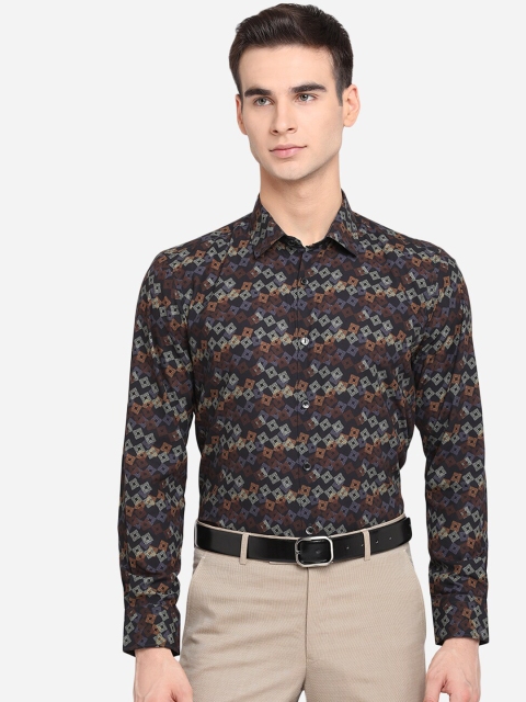 

JB STUDIO Men Black Pure Cotton Slim Fit Printed Party Wear Shirt