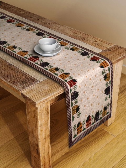 

Arrabi Grey & Maroon Printed 4-Seater Table Runner