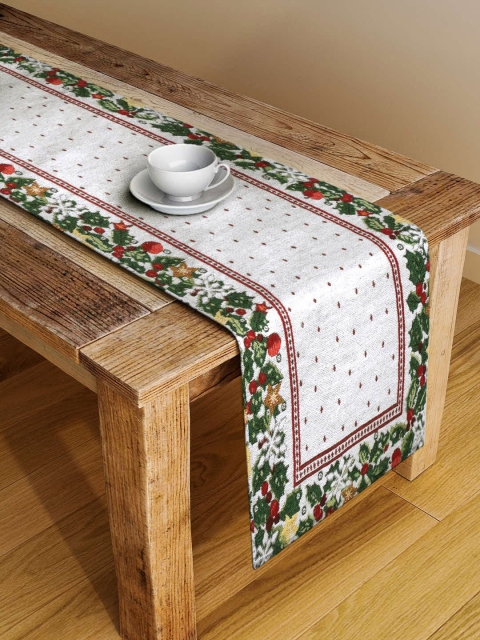 

Arrabi White & Green Floral Printed 4-Seater Table Runner