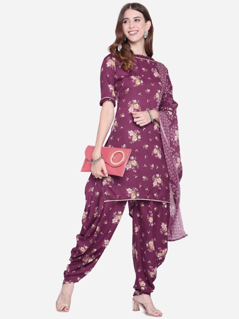 

SHAVYA Burgundy & Beige Printed Pure Cotton Unstitched Dress Material