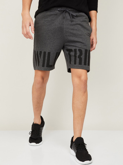 

Forca Men Grey Typography Printed Regular Shorts