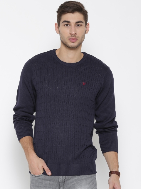 

Solly Sport by Allen Solly Men Navy Blue Self-Design Sweater