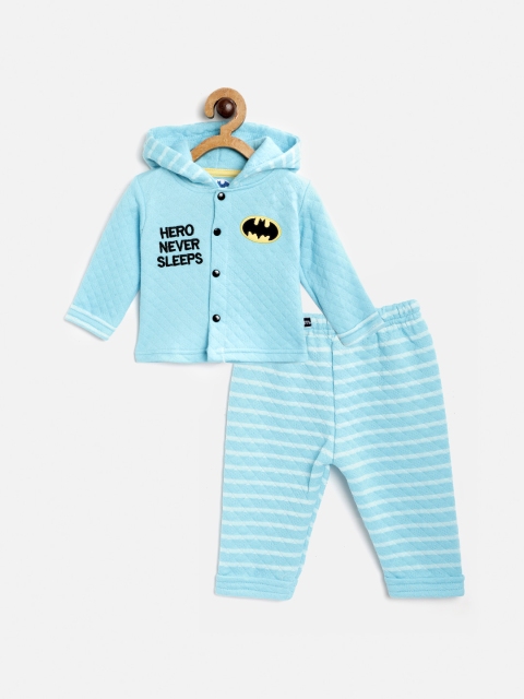 

Moms Love Infant Boys Turquoise Blue Cotton Batman Quilted Hooded Sweatshirt with Pyjamas