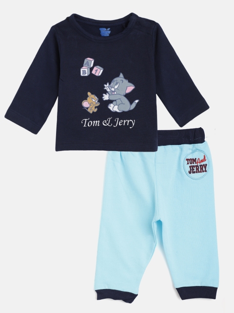 

Moms Love Infant Boys Blue Cotton Tom & Jerry Print T-shirt with Joggers