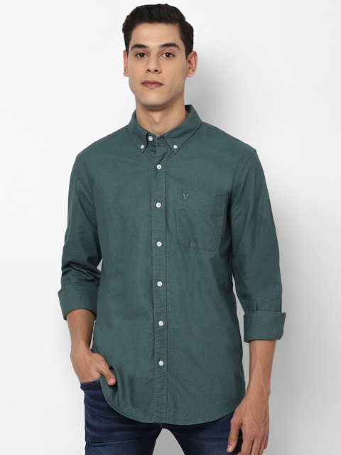 

AMERICAN EAGLE OUTFITTERS Men Green Pure Cotton Solid Slim Fit Opaque Casual Shirt