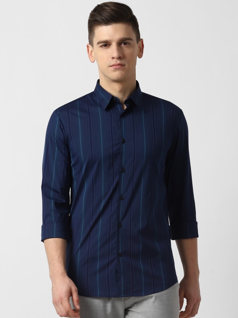 

Louis Philippe Sport Men Navy Blue Slim Fit Opaque Striped Cotton Casual Shirt