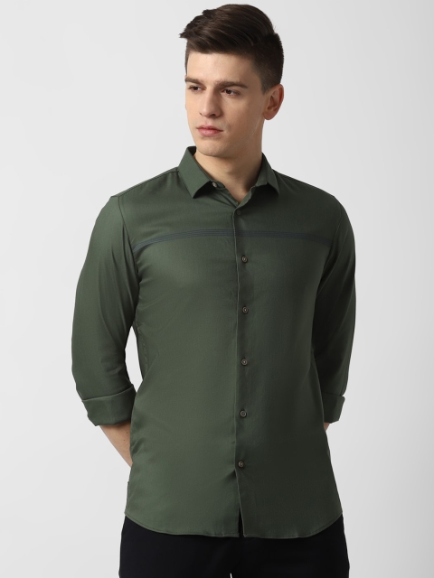 

Louis Philippe Sport Men Olive Green Solid Slim Fit Opaque Casual Shirt