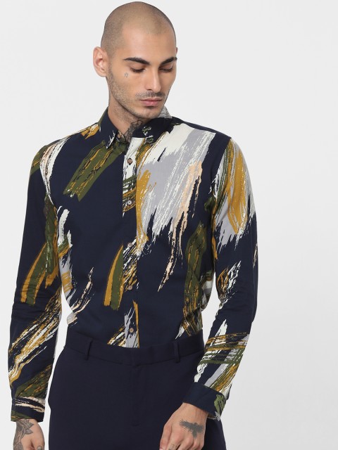 

Jack & Jones Men Navy Blue Slim Fit Printed Casual Shirt