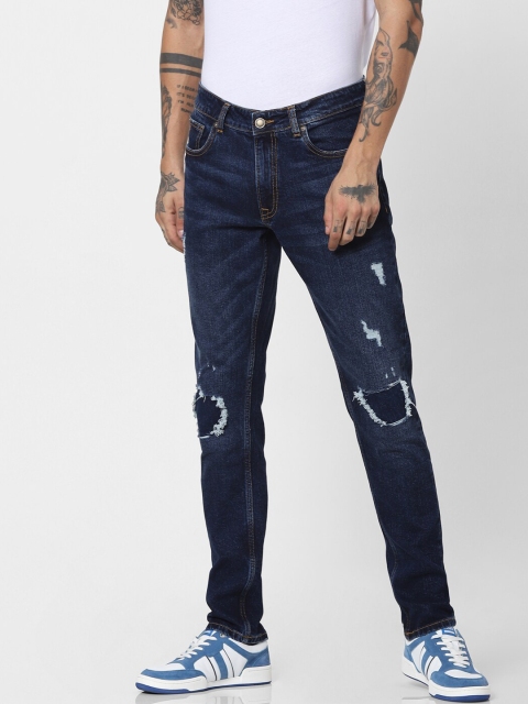 

Jack & Jones Men Blue Slim Fit Low-Rise Mildly Distressed Light Fade Jeans