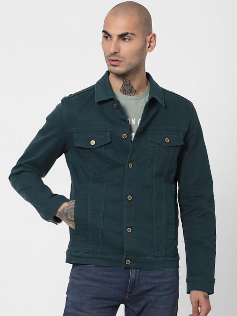 

Jack & Jones Men Green Denim Jacket