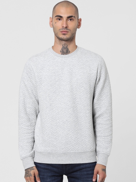 

Jack & Jones Men Grey Textured Pullover Sweatshirt