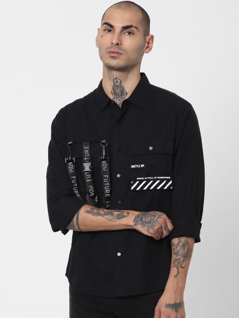 

Jack & Jones Men Black Boxy Opaque Printed Cotton Casual Shirt