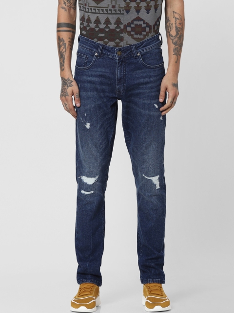 

Jack & Jones Men Blue Slim Fit Low-Rise Mildly Distressed Light Fade Jeans