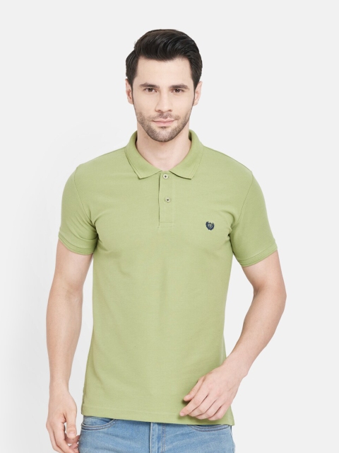 

Duke Men Olive Green Polo Collar Slim Fit T-shirt