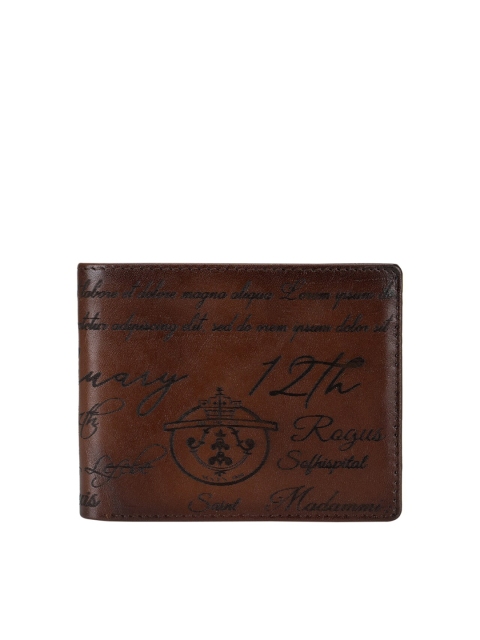 

Da Milano Men Brown & Black Printed Leather Two Fold Wallet