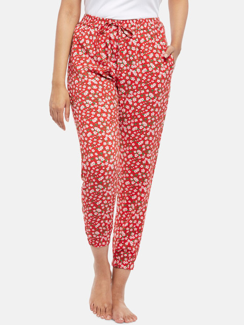 

People Women Red Floral Print Pyjama