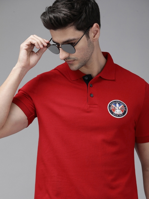 

French Connection Men Red Polo Collar Slim Fit T-shirt
