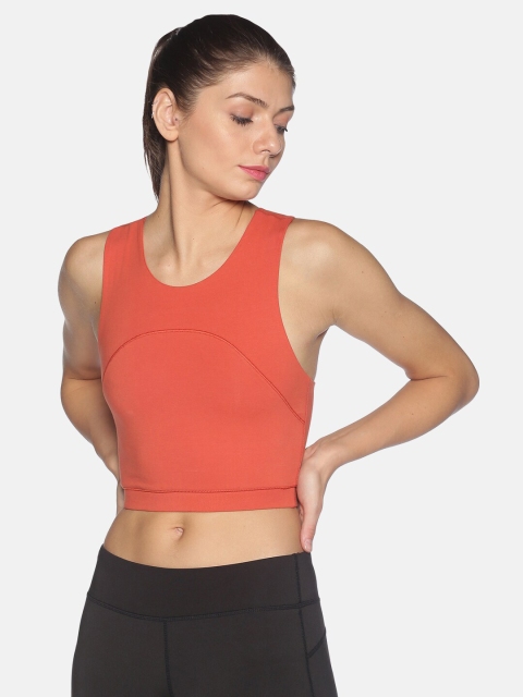 

Soul Space Orange Solid Full Coverage Non Wired Workout Bra