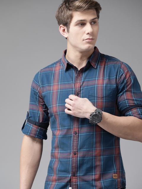 

Roadster Men Blue Tartan Checks Checked Casual Shirt