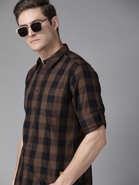 

Roadster Men Black & Brown Buffalo Checked Pure Cotton Casual Shirt