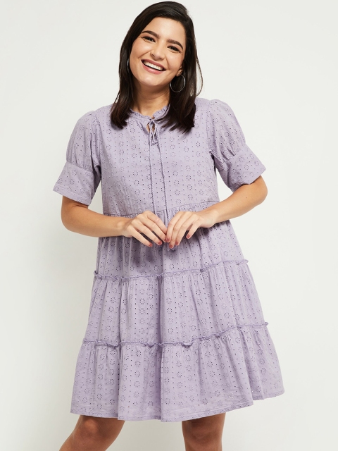 

max Purple Checked Dress