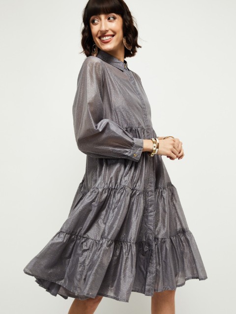 

max Grey & off white Midi Dress