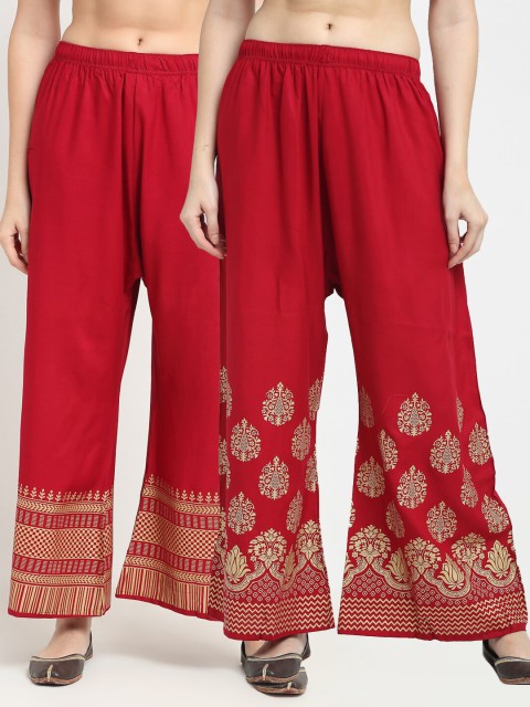 

TAG 7 Women Set of 2 Maroon Printed Palazzo