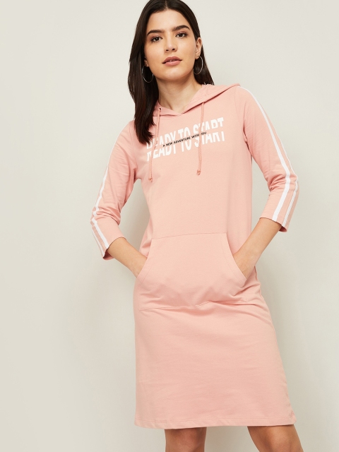 

Fame Forever by Lifestyle Pink Sheath Hooded Dress