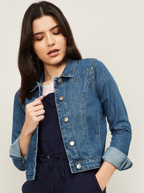 

Fame Forever by Lifestyle Women Blue Washed Crop Denim Jacket