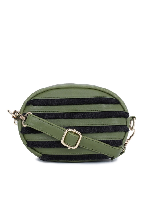 

Vdesi Women Green & Black Striped Waist Pouch