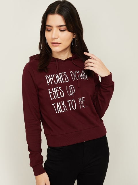 

Ginger by Lifestyle Women Burgundy Printed Sweatshirt