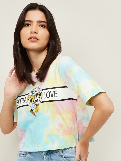 

Ginger by Lifestyle Women Multicoloured Typography Dyed V-Neck Extended Sleeves Pockets T-shirt, Multi
