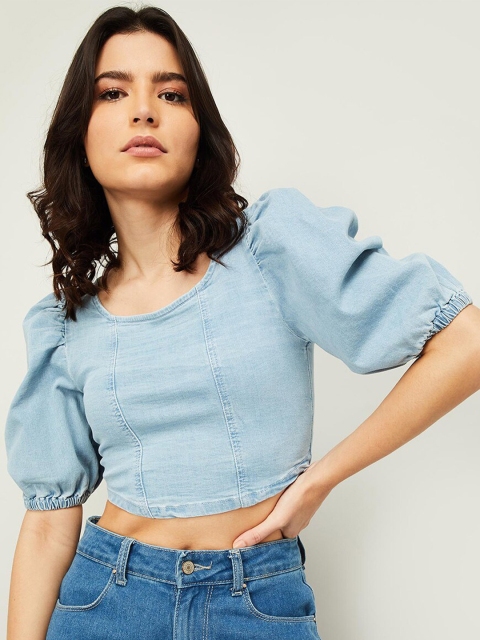 

Ginger by Lifestyle Blue Regular Crop Top