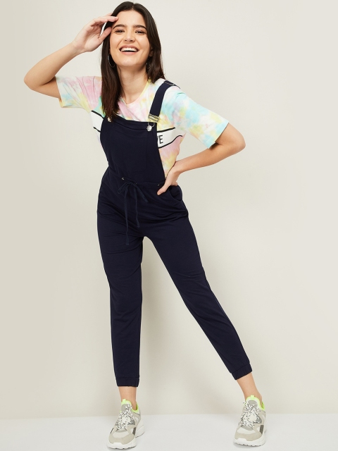 

Ginger by Lifestyle Women Navy Blue Solid Cotton Dungarees