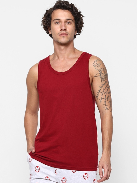 

Ajile by Pantaloons Men Red Solid Innerwear Vest