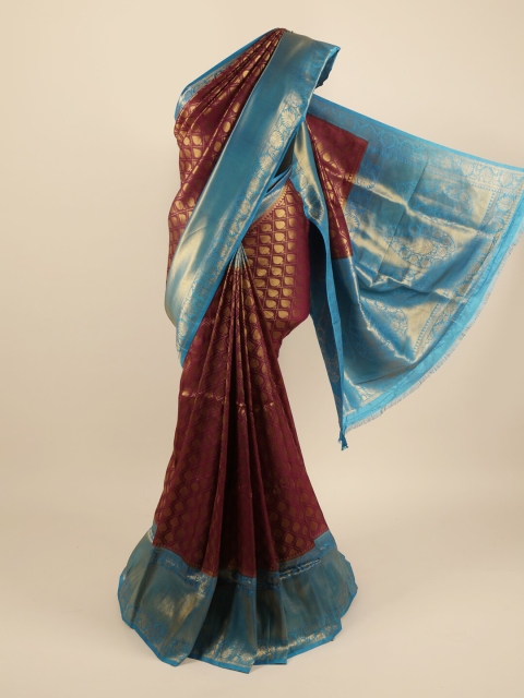 

Pothys Purple & Gold Ethnic Motifs Zardozi Pure Silk Banarasi Saree