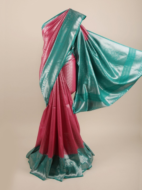 

Pothys Magenta & Silver Ethnic Motifs Zari Pure Silk Banarasi Saree