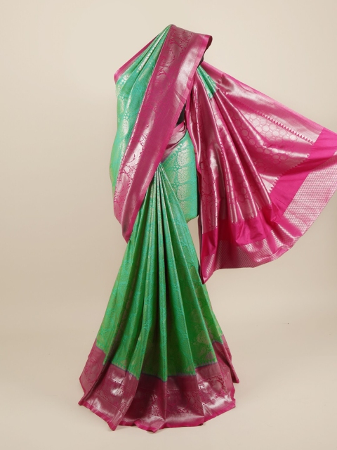 

Pothys Sea Green & Pink Ethnic Motifs Zari Pure Silk Saree