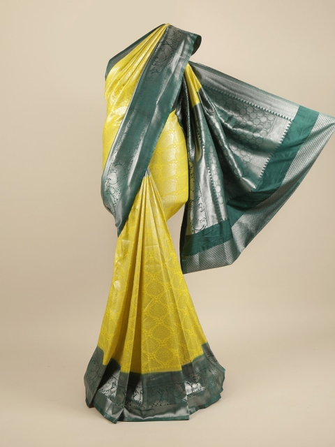 

Pothys Yellow & Green Ethnic Motifs Zari Pure Silk Saree